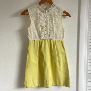 Vintage Dress White and Pale Yellow